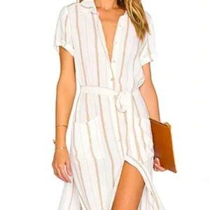 L’ ACADEMIE The Shirt Dress in Stripe White Size XS